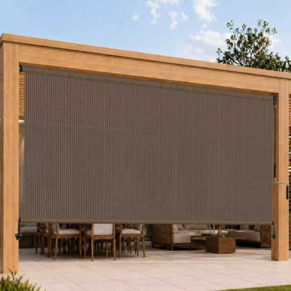 OKBA Outdoor Roller Shade 12 ft Wide x 8'H,Exterior Cordless Patio