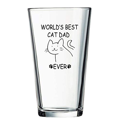Transparent World's Best Cat Dad Ever Beer Glass - 15oz Novelty Gift for Cat Lovers