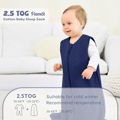 Baby Sleep Sack 0-6 Months 2.5 Tog Quilted Wearable Blanket - Blue, Small