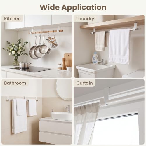 Ceiling Mount Curtain Rod Brackets 3 Pack for 5/8 to 1 Inch Rods - White