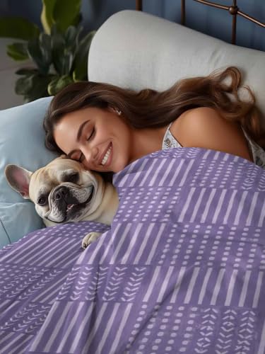 Purple King Flat Sheet Microfiber Bedding - Modern Geometric Checkered Lines