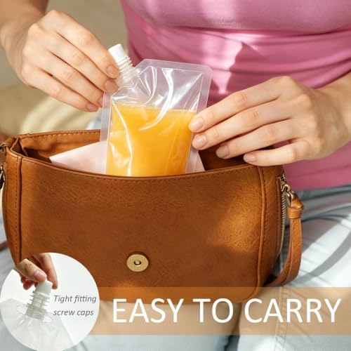 40 Pack 8oz Plastic Travel Bottles with Funnels and Flexible Juice Bags