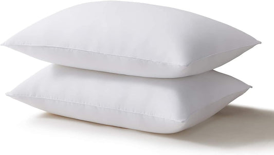 Acanva Bed Pillows for Sleeping - Soft Microfiber Fill, Skin-Friendly Cover | King Size, 2 Pack, White