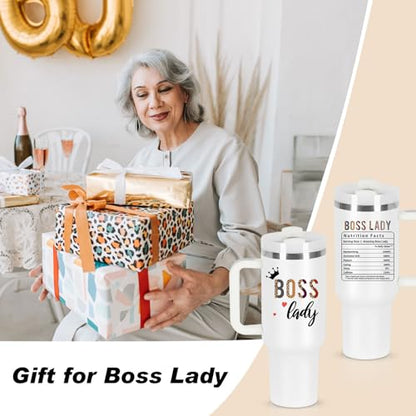 Temolulu Boss Day Gift 40 oz Tumbler with Handle - White