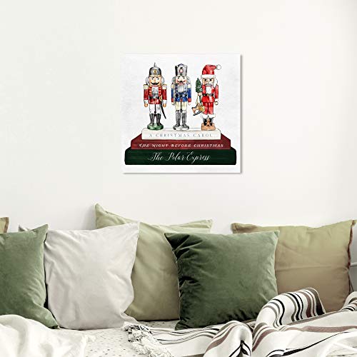 Holiday Nutcracker Wall Art Canvas Print 20x20 Inches - Green & Red