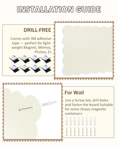 White Scalloped Edge Magnet Board 13x17in Ivory Wall Display Bulletin Board