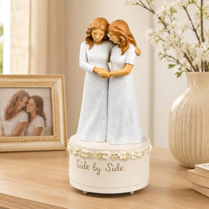 Side by Side Music Box Gift for Sisters & Friends with Clair de Lune Melody
