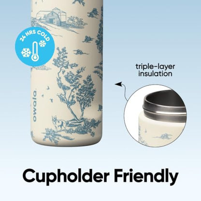 Insulated Stainless Steel Water Bottle 24 oz with Locking Push-Button Lid - Toile Be Home
