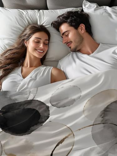 Queen Size Flat Sheet Gray Color Block Polka Dot Microfiber Breathable Bedding - Variation: Gray / Queen