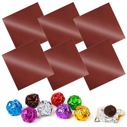 Brown Aluminum Foil Candy Wrappers - 4 Inch, 300pcs Homemade Chocolate Packaging