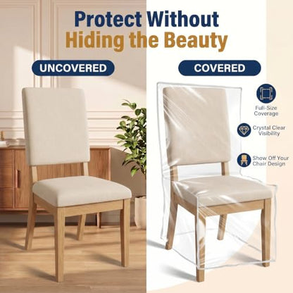 4 Pack Clear Plastic Dining Chair Covers - 6 Mil Thick Seat Protectors (Variation 4)