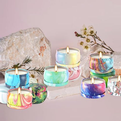 Scented Candle Gift Set 24 Pack - Soy Wax Travel Tin Candles for Home & Gifts - 24 Colors