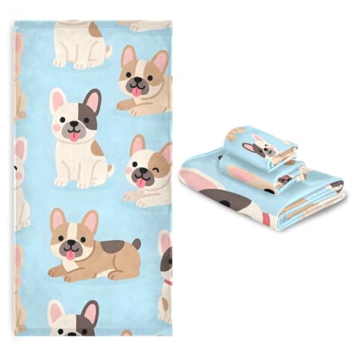 Cartoon Puppy Dogs Bath Towel Set - Cotton & Microfiber, Soft & Absorbent