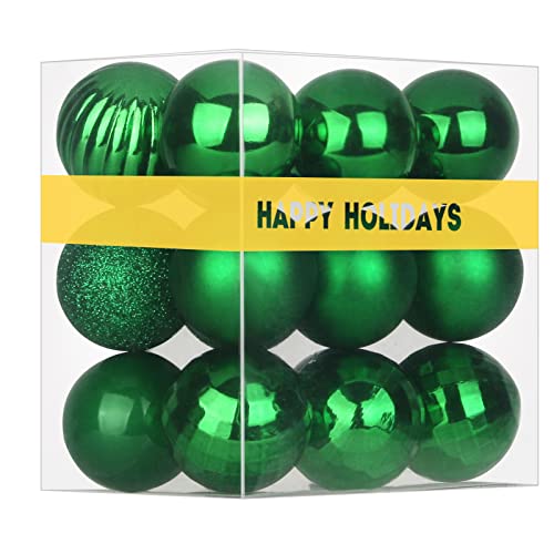 Emerald Green Christmas Ornaments Set of 18 - 3.2 Inch Shatterproof Holiday Decorations, Variation: 3.2" 18PCS / Emerald Green