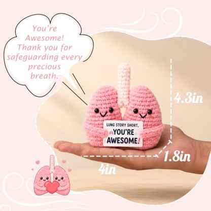 Respiratory Therapist Gift - Handmade Crochet Pink Lung Plush for Medical Professionals