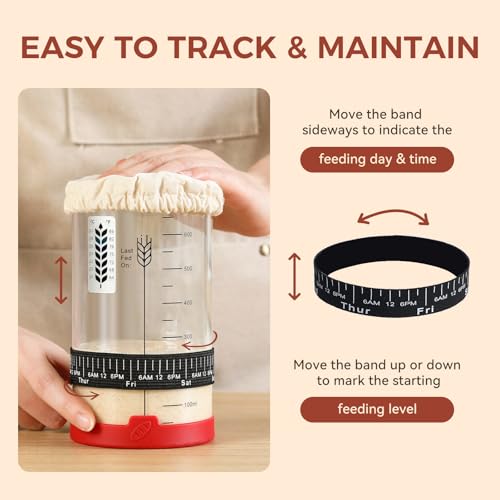 Sourdough Starter Jar Kit - 24 oz Wide Mouth Glass Baking Supplies