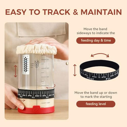 Sourdough Starter Jar Kit - 24 oz Wide Mouth Glass Baking Supplies
