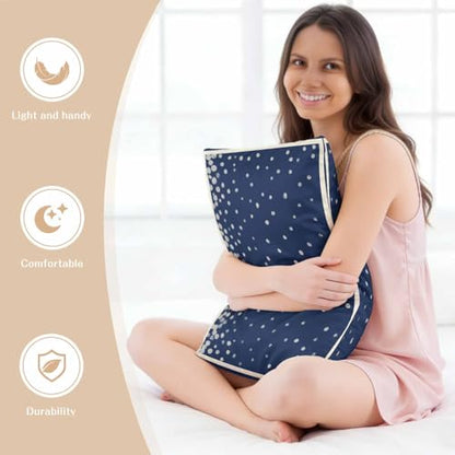 Navy Blue Satin Pillowcases Queen Size 2 Pack with Zipper - Watercolor Polka Dots, 20x30 Inches, Sleep & Hair Care
