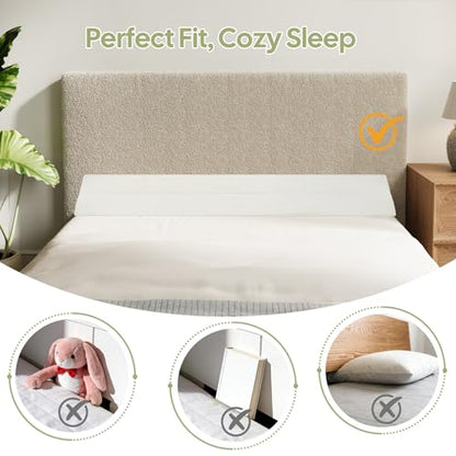 Queen Size Bed Wedge Pillow for Headboard Gap Filler Beige 60x10x6