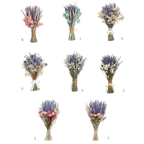 Dried Lavender & Baby's Breath Bouquet - 17.7 Inch Rustic Floral Decor B