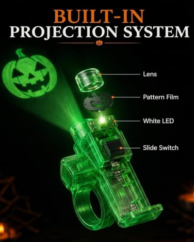 6 Pcs Halloween Finger Projector Lights Kids Party Favors LED Projection Ring