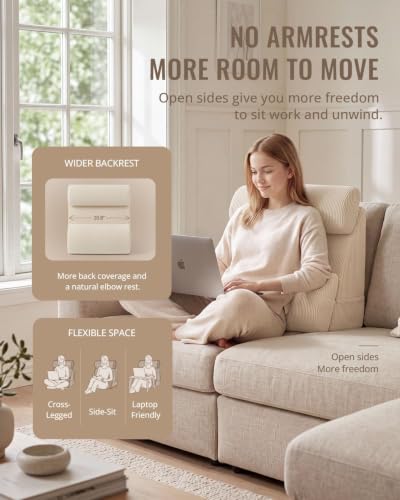 Beige Reading Pillow with Adjustable Support - Wide Backrest, 19 Inch
