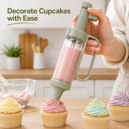 Piping Gun Set with Clear Dispenser, 7-Piece Cake Decorating Kit for Pastry & Cupcake