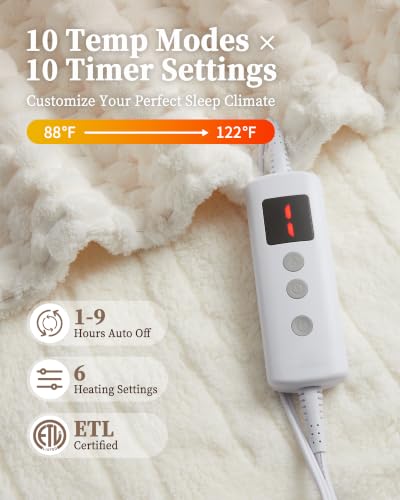 Garvee Electric Heated Throw Blanket 50x60 Sherpa Flannel Beige