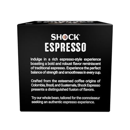 Shock Coffee Espresso 9.5 - Bold and Robust Espresso-Style Flavor - Single Serve Cups, 10 Count. Compatible with Keurig K-Cup Brewers