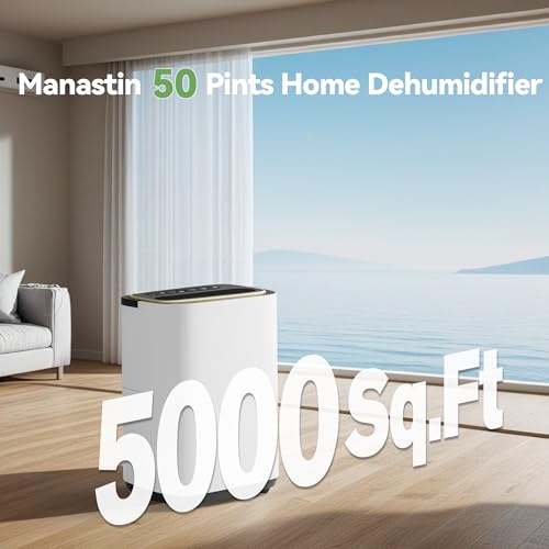 50 Pint Dehumidifier for Basement & Home - 5000 Sq.Ft, Drain Hose, 3 Modes