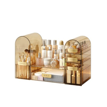 Large Clear Makeup Organizer with Drawers & Dustproof Lid
