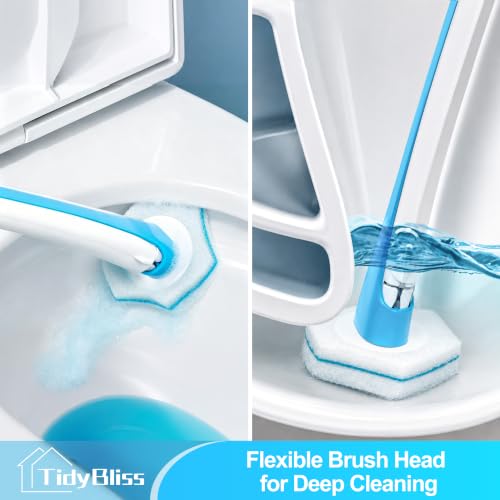 Disposable Toilet Brush and Holder Set with 48 Refills - No-Touch System