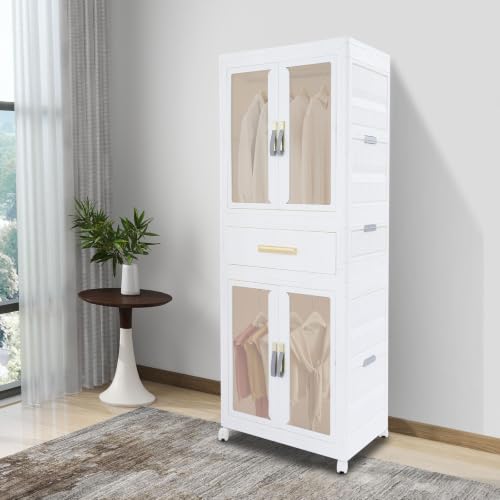 Freestanding Wardrobe with Shelves and Drawer - Non Woven Fabric Closet Organizer