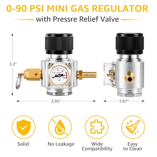 Mini CO2 Regulator 90 PSI for Soda Canister - Compatible with TR21-4