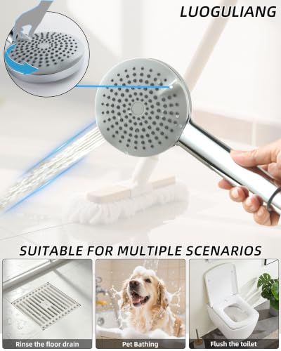 Shower Head with Adjustable Slide Bar Chrome Finish - Handheld, 4 Spray Modes
