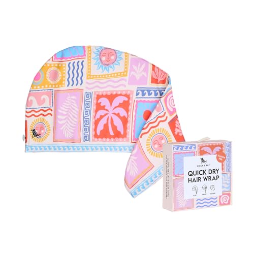 Turban Hair Towel for Home & Beach Sun Daze - Super Absorbent, Quick Dry, One Size