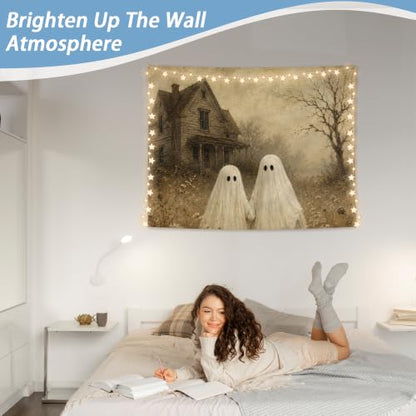 Rustic Halloween Ghost Tapestry 50x60 Inch Farmhouse Halloween Decor