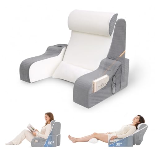 Foldable Reading Pillow for Sitting in Bed - White, 19 Inch, Adult