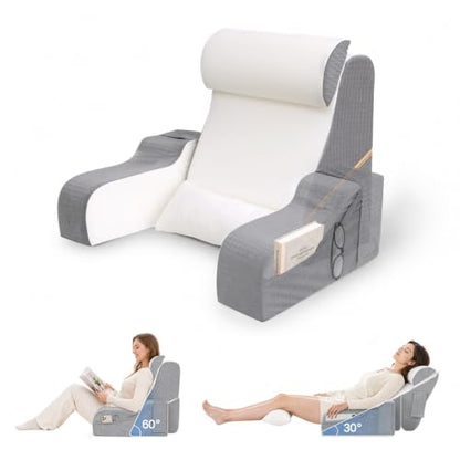 Foldable Reading Pillow for Sitting in Bed - White, 19 Inch, Adult