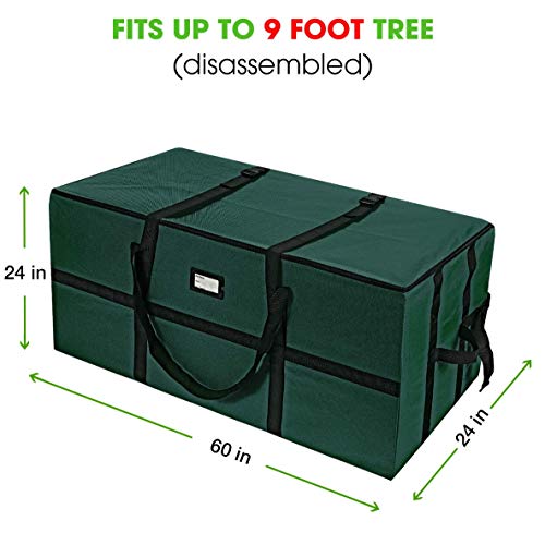 Green Christmas Tree Storage Bag Fits Up to 9 Ft Disassembled Holiday Tree Heavy Duty
