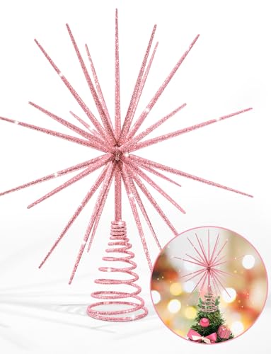 Pink Christmas Tree Topper - 3D Burst Exploding Star, Light Pink Holiday Decor