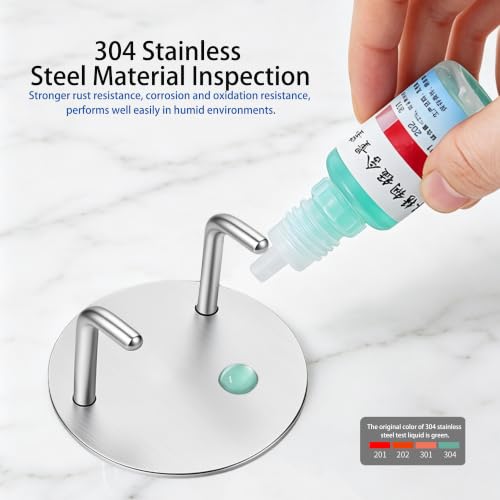 Self Adhesive Double Wall Hooks - Stainless Steel Towel and Robe Hangers, Waterproof Heavy Duty Bathroom Kitchen