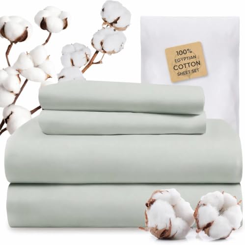 Egyptian Cotton Bed Sheets Set with Deep Pockets - Mineral California King - 1200 Thread Count, Heavy-Duty, Pilling Resistant