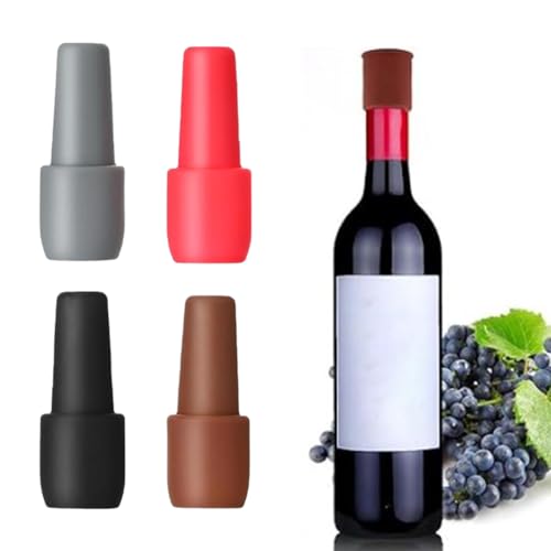 4 Pack Silicone Wine Bottle Stoppers Reusable Airtight Champagne & Beer Caps