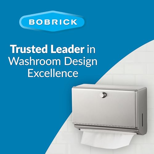 Bobrick Wall-Mounted Paper Towel Dispenser – Stainless Steel, Holds 200 C-Fold or 275 Multifold Towels, Easy Manual Access, ADA Compliant, Ideal for Commercial Bathrooms & High-Traffic Areas (Model B-2621)