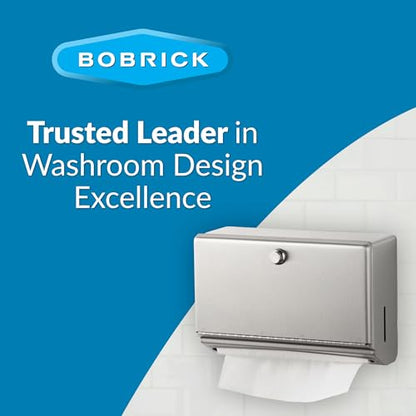 Bobrick Wall-Mounted Paper Towel Dispenser – Stainless Steel, Holds 200 C-Fold or 275 Multifold Towels, Easy Manual Access, ADA Compliant, Ideal for Commercial Bathrooms & High-Traffic Areas (Model B-2621)