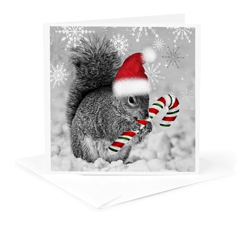Christmas Squirrel Greeting Card with Envelope - Holiday Winter Scene
