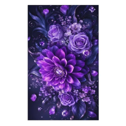 Jewel-Toned Floral Bouquet with Gems Oversized Beach Towel 51x31 - Soft Absorbent Travel & Pool Towel