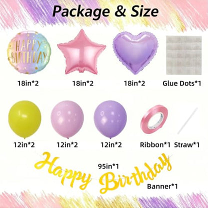 Princess Birthday Balloon Kit for 1-7 Years Old Party Decorations