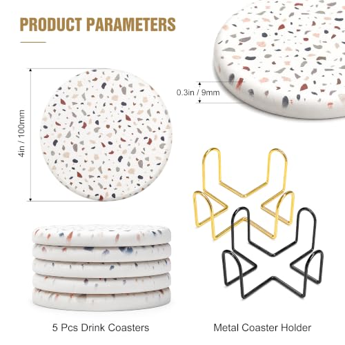 Multicolor Water Absorbing Diatomaceous Earth Coaster Set - 5 Pcs